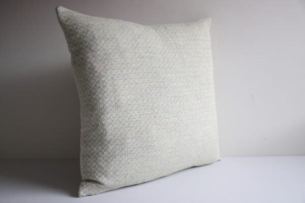 wool and cotton cushion in sage green with a feather insert. pretty home decor