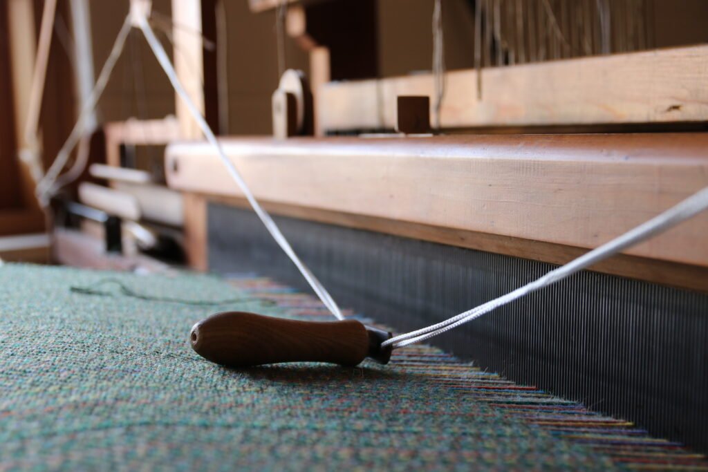 heritage weaving on a floor loom George wood dobby peg loom
