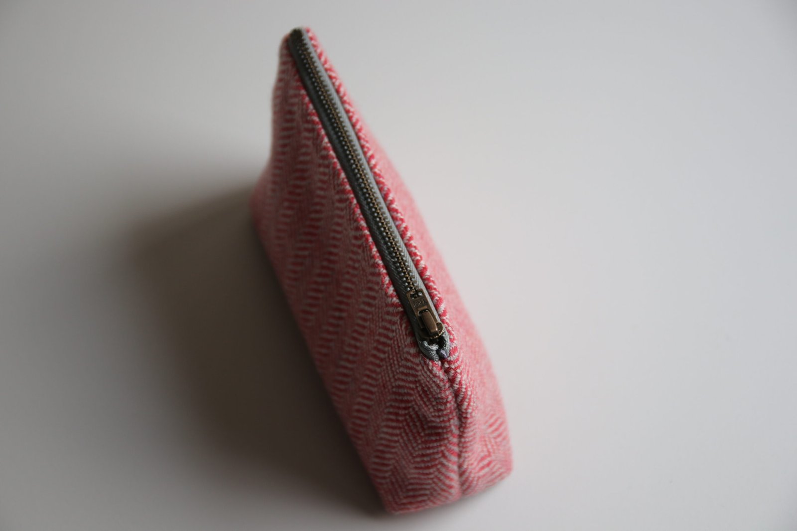 zip details of handwoven pouch