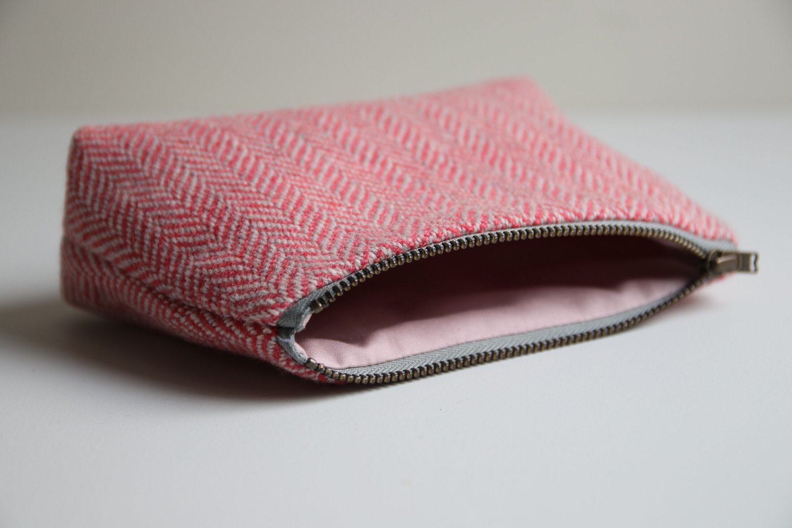 inside handwoven pouch, showing lining